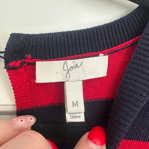 Joie Red and Blue Long Sleeve Sweater Dress - Picture 3 of 5